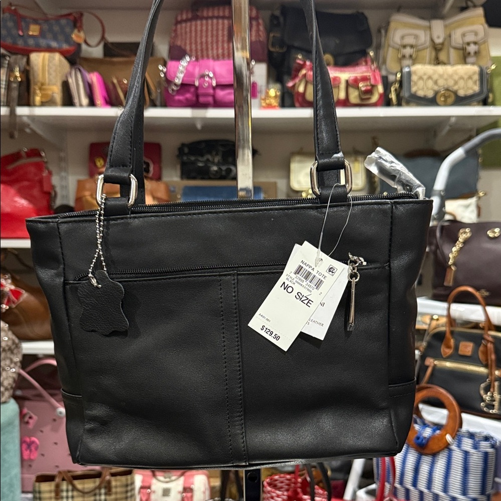 Giani Bernini Elegant Black Leather Tote Bag/ New